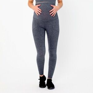 Sweat and Milk Over the Bump Adjustable Maternity Moto Legging (Heather Gray) S